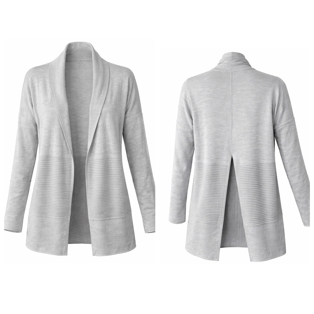 Lululemon Open Front Split Back Cardigan Merino Wool Ribbed Knit Size L